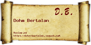 Dohm Bertalan névjegykártya